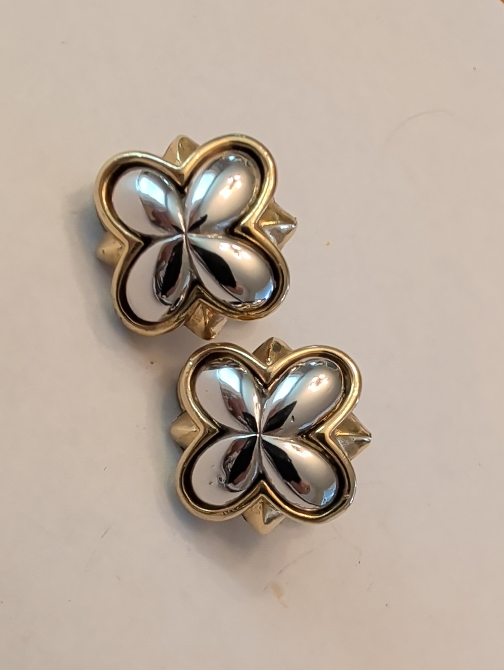 Monet Two-Tone Clover Earrings in Silver and Gold